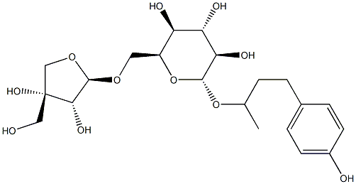 [(S)-3-(4-Hydroxyphenyl)-1-methylpropyl]6-O-D-apio-β-D-furanosyl-β-D-glucopyranoside 结构式