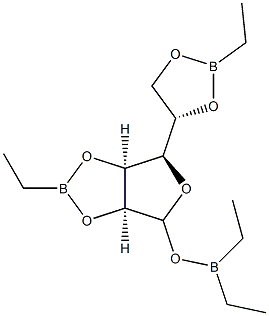 1-O-(Diethylboryl)-2-O,3-O:5-O,6-O-bis(ethylboranediyl)-β-L-gulofuranose 结构式