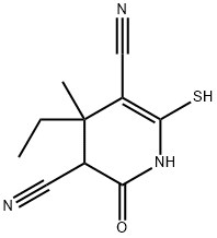 3,5-Pyridinedicarbonitrile,4-ethyl-1,2,3,4-tetrahydro-6-mercapto-4-methyl-2-oxo-(9CI) 结构式