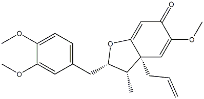 (2S)-2β-[(3,4-Dimethoxyphenyl)methyl]-3,3a-dihydro-5-methoxy-3β-methyl-3aβ-(2-propenyl)-6(2H)-benzofuranone 结构式