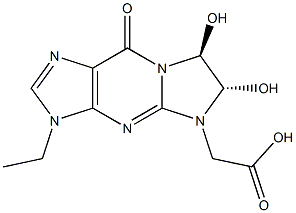 5H-Imidazo[1,2-a]purine-5-acetic  acid,  3-ethyl-3,6,7,9-tetrahydro-6,7-dihydroxy-9-oxo-,  (6R,7R)-rel- 结构式