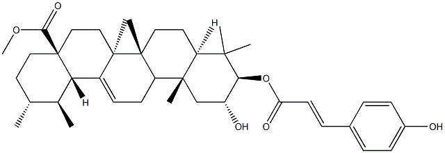 2α-Hydroxy-3β-[[3-(4-hydroxyphenyl)-1-oxo-2-propenyl]oxy]urs-12-en-28-oic acid methyl ester 结构式