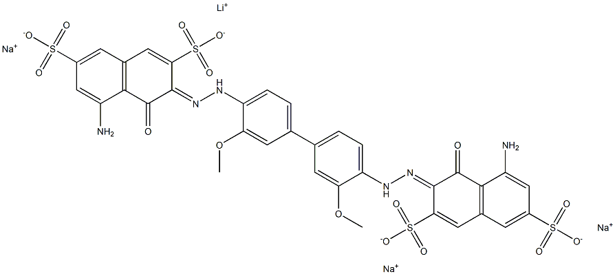 2,7-Naphthalenedisulfonic acid, 3,3'-[(3,3'-dimethoxy[1,1'- biphenyl]-4,4'-diyl)bis(azo)]bis[5-amino-4-hydroxy -, monolithium trisodium salt 结构式