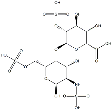 2-脱氧-2-(磺基氨基)-4-O-(2-O-磺基-ALPHA-L-吡喃艾杜糖基)-ALPHA-D-吡喃葡萄糖 6-(硫酸氢酯) 结构式