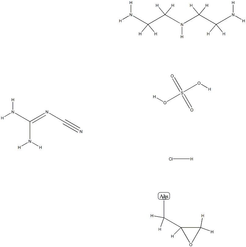 腈基胍与N-2-氨乙基-1,2-乙基二胺和(氯甲基)环氧乙烷的聚合物氯化氢硫酸盐 结构式