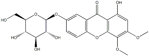 1,7-二羟基-3,4-二甲氧基山酮-7-O-Β-D-葡萄糖苷 结构式