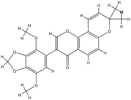 3-(2,5-Dimethoxy-3,4-methylenedioxyphenyl)-8,8-dimethyl-4H,8H-benzo[1,2-b:3,4-b']dipyran-4-one 结构式