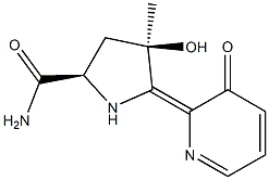 (2R)-3,4-Dihydro-4β-hydroxy-5-(3-hydroxypyridin-2-yl)-4-methyl-2H-pyrrole-2β-carboxamide 结构式