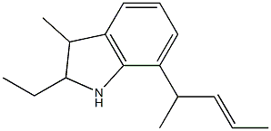 1H-Indole,2-ethyl-2,3-dihydro-3-methyl-7-(1-methyl-2-butenyl)-(9CI) 结构式