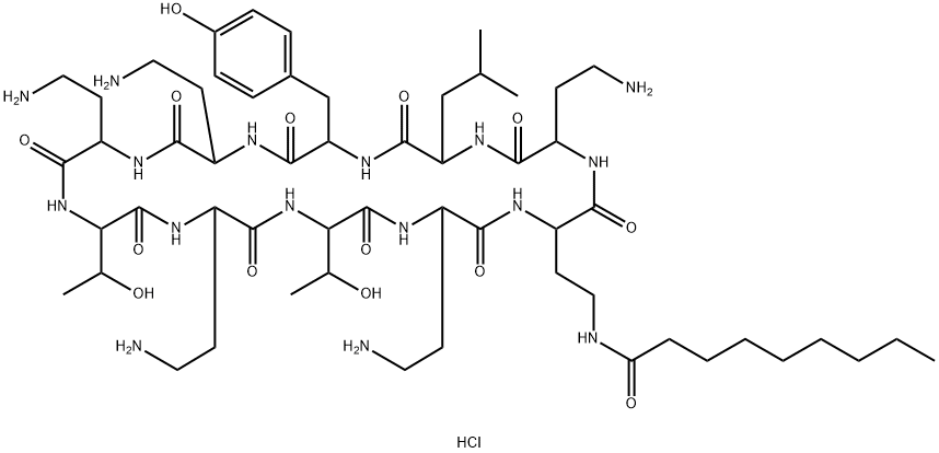 pelargonoyl cyclic decapeptide polymyxin M(1) 结构式