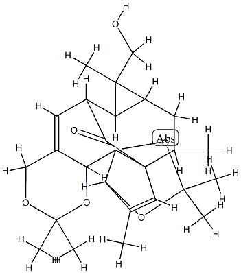 1a,2,7a,13,14,14a-Hexahydro-1-(hydroxymethyl)-1,6,6,9,9,11,13-heptamethyl-10aH-2,12a-methano-1H,4H-cyclopropa[5,6][1,3]dioxolo[2',3']cyclopenta[1',2':9,10]cyclodeca[1,2-d][1,3]dioxin-15-one 结构式