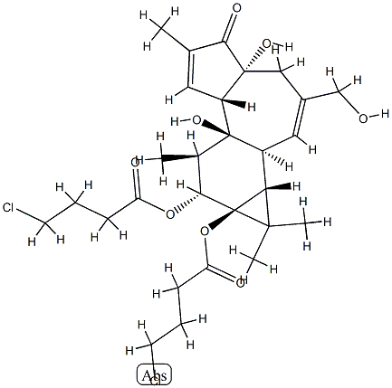 Bis(4-chlorobutyric acid)(1aR)-1,1aα,1bβ,4,4a,5,7aα,7b,8,9-decahydro-4aβ,7bα-dihydroxy-3-(hydroxymethyl)-1,1,6,8α-tetramethyl-5-oxo-9aH-cyclopropa[3,4]benz[1,2-e]azulene-9β,9aα-diyl ester 结构式