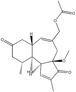 (3aR)-5-(Acetyloxy)methyl-3a,4,6aα,7,9,10,10a,10bβ-octahydro-10aβ-hydroxy-3aα-methoxy-2,10β-dimethylbenz[e]azulene-3,8-dione 结构式