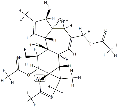 (1aR)-3-(Acetyloxy)methyl-1aα,1bβ,4,4a,5,7aα,7b,8,9,9a-decahydro-1,1,6,8α-tetramethyl-1H-cyclopropa[3,4]benz[1,2-e]azulene-4aβ,5α,7bα,9β,9aα-pentol 9,9a-diacetate 结构式