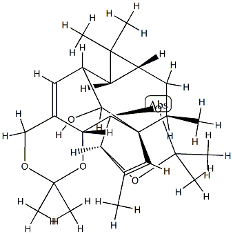 (1aR,7bS)-1aα,2,7aα,13,14,14aα-Hexahydro-1,1,6,6,9,9,11,13α-octamethyl-10aαH-2α,12aα-methano-1H,4H-cyclopropa[5,6][1,3]dioxolo[2',3']cyclopenta[1',2':9,10]cyclodeca[1,2-d][1,3]dioxin-15-ol 结构式