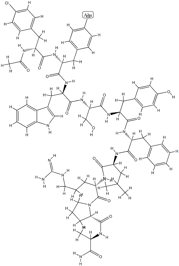 LHRH,(N)-Ac-(4-Cl-Phe)(1)-(4-Cl-Phe)(2)-Trp(3)-Phe(6)-AlaNH2(10)- 结构式