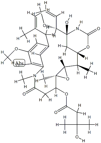 Maytansine, O3-de2-(acetylmethylamino)-1-oxopropyl-O3-(3-hydroxy-3-methyl-1-oxobutyl)- 结构式