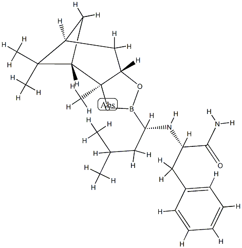 (IS,2S,3R,5S)-Pinanediol-L-phenylalanine-L-leucine boronate, HCl salt 结构式