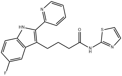 4-[5-fluoro-2-(2-pyridinyl)-1H-indol-3-yl]-N-(1,3-thiazol-2-yl)butanamide 结构式