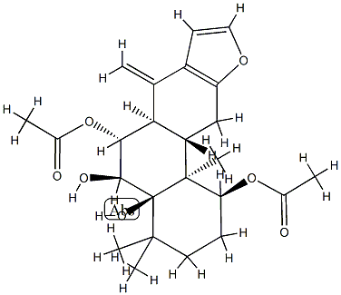 (1S)-1,3,4,5,6,6aα,7,11,11aβ,11b-Decahydro-4,4,11bα-trimethyl-7-methylenephenanthro[3,2-b]furan-1β,4aβ,5β,6α(2H)-tetrol 1,6-diacetate 结构式