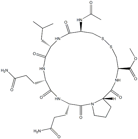 acetylcysteinyl-leucyl-glutamyl-glutamyl-prolyl-cysteine methyl ester cyclic disulfide 结构式