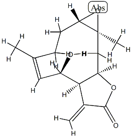 (1aS,4E)-1aα,3,6,6aβ,7,9aβ,10,10a-Octahydro-6β-hydroxy-4,10aβ-dimethyl-7-methyleneoxireno[8,9]cyclodeca[1,2-b]furan-8(2H)-one 结构式