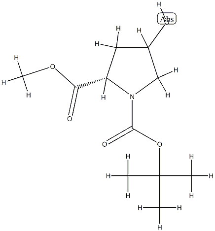 (2S)-1-叔丁基2-甲基4-羟基吡咯烷-1,2-二甲酸酯 结构式