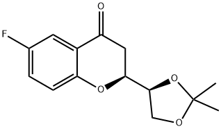 (1’S,2S)-2-[(1’,2’-O-Isopropylidene)dihydroxyethyl]-6-fluorochroman-4-one 结构式