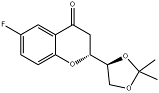 (1’S,2R)-2-[(1’,2’-O-Isopropylidene)dihydroxyethyl]-6-fluorochroman-4-one 结构式