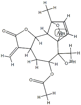 (3aS)-5β-Acetoxy-3a,5,6,9,9aβ,9bα-hexahydro-6β-hydroxy-6,9-dimethyl-3-methylene-4H-6aα,9α-ethenofuro[2',3':3,4]cyclohepta[1,2-c][1,2]dioxol-2(3H)-one 结构式