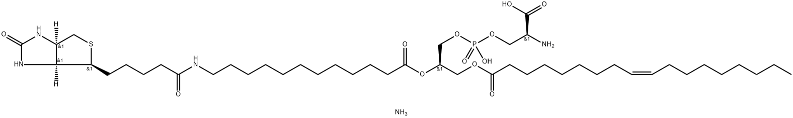 1-OLEOYL-2-(12-BIOTINYL(AMINODODECANOYL))-SN-GLYCERO-3-PHOSPHO-L-SERINE (AMMONIUM SALT);18:1-12:0 BIOTIN PS 结构式