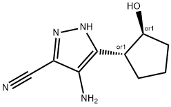 1H-Pyrazole-3-carbonitrile,4-amino-5-[(1R,2S)-2-hydroxycyclopentyl]-,rel-(9CI) 结构式