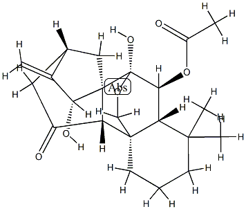 7α,20-Epoxy-6β,7β,15β-trihydroxykaur-16-en-11-one 6-acetate 结构式