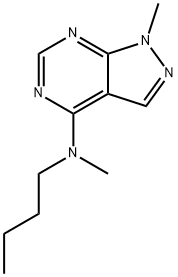1H-Pyrazolo[3,4-d]pyrimidine,4-(butylmethylamino)-1-methyl-(8CI) 结构式
