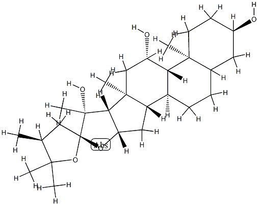 (22R,24S)-22,25-Epoxy-24-methyl-3α,11β,20β-furostanetriol 结构式