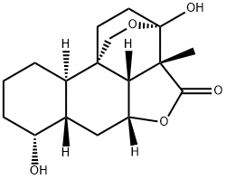(3S)-3a,5aβ,6,6aβ,7,8,9,10,10aα,10cβ-Decahydro-3α,7α-dihydroxy-3aβ-methyl-4H-3,10bβ-ethano-1H,3H-benzo[h]furo[4,3,2-de]-2-benzopyran-4-one 结构式