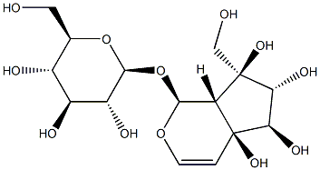 [(1S,7S)-1,4a,5,6,7,7aα-Hexahydro-4aα,5α,6β,7α-tetrahydroxy-7-(hydroxymethyl)cyclopenta[c]pyran-1α-yl]β-D-glucopyranoside 结构式