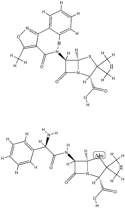 (2S,5R,6R)-6-[[(2R)-2-amino-2-phenyl-acetyl]amino]-3,3-dimethyl-7-oxo- 4-thia-1-azabicyclo[3.2.0]heptane-2-carboxylic acid: (2S,5R,6R)-3,3-di methyl-6-[(5-methyl-3-phenyl-oxazole-4-carbonyl)amino]-7-oxo-4-thia-1- azabicyclo[3.2.0]heptane-2-carboxylic acid 结构式