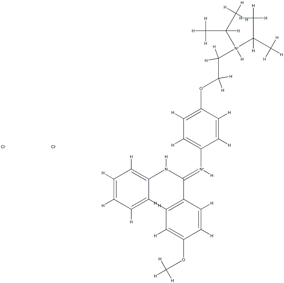 2-[4-[anilino-(4-methoxyphenyl)methylidene]azaniumylphenoxy]ethyl-dipr opan-2-yl-azanium dichloride 结构式