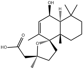 [2R,5S,(-)]-4,4'aα,5,5',6',7',8',8'a-Octahydro-4'β-hydroxy-2',5,5',5',8'aβ-pentamethylspiro[furan-2(3H),1'(4'H)-naphthalene]-5β-acetic acid 结构式