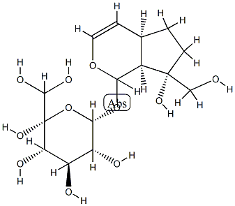 [(1S)-1,4aα,5,6,7,7aα-Hexahydro-5α,6α,7α-trihydroxy-7-(hydroxymethyl)cyclopenta[c]pyran-1α-yl]β-D-glucopyranoside 结构式