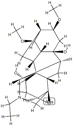 3β,4-Epoxy-20-ethyl-14α,16β-dimethoxyaconitane-1α,8-diol 结构式