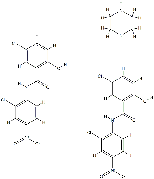 5-氯-N-(2-氯-4-硝基苯基)-2-羟基苯甲酰胺和哌嗪的混合物 (2:1) 结构式