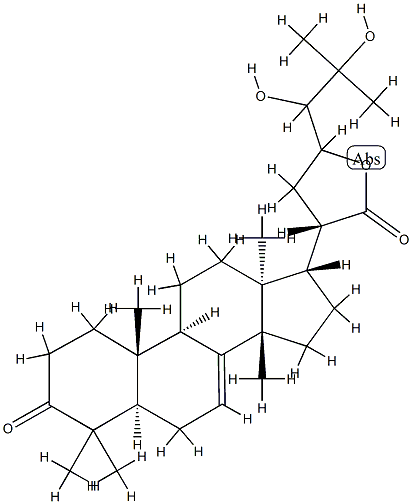 (13α,14β,17α,20S)-23,24,25-Trihydroxy-3-oxo-5α-lanost-7-en-21-oic acid γ-lactone 结构式