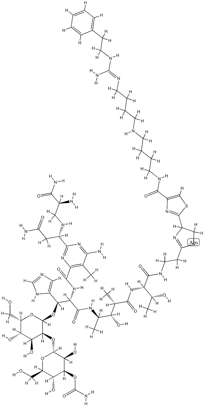 N1-[4-[[4-[[Imino[(2-phenylethyl)amino]methyl]amino]butyl]amino]butyl]-7,8-dihydrobleomycinamide 结构式