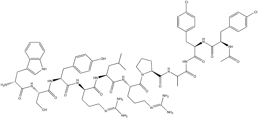 LHRH, N-Ac-(4-Cl-Phe)(1,2)-Trp(3)-Arg(6)-AlaNH2(10)- 结构式