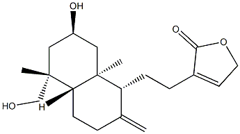 (-)-3-[2-[(1R,4aβ)-Decahydro-7β-hydroxy-5α-hydroxymethyl-5,8aα-dimethyl-2-methylenenaphthalene-1α-yl]ethyl]-2(5H)-furanone 结构式