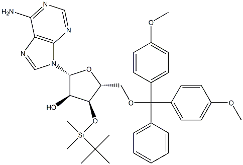 5'-O-[二(4-甲氧基苯基)苯基甲基]-3'-O-[(叔丁基)二甲基硅烷基]腺苷 结构式