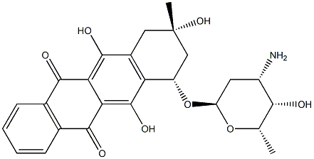 (7S)-7β-(3-Amino-2,3,6-trideoxy-α-L-lyxo-hexopyranosyloxy)-9α-methyl-7,8,9,10-tetrahydro-6,9,11-trihydroxynaphthacene-5,12-dione 结构式