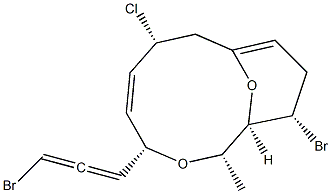 (1R,2S,5E)-2α-Methyl-4α-[(R)-3-bromo-1,2-propadienyl]-7α-chloro-12α-bromo-3,13-dioxabicyclo[7.3.1]trideca-5,9-diene 结构式